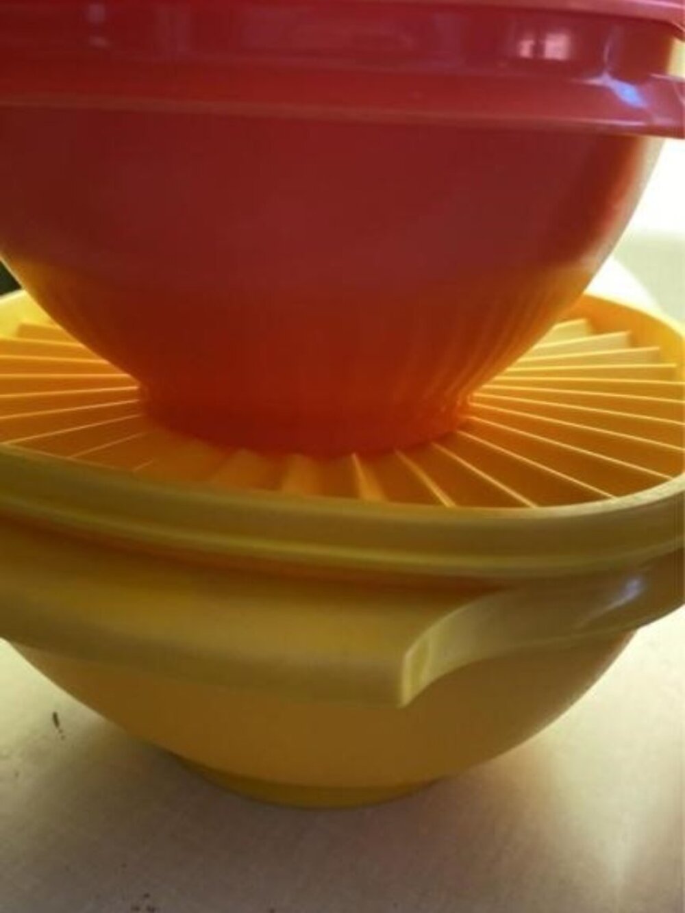 Vintage Tupperware Servalier Bowls with Starburst lids - 2 Harvest